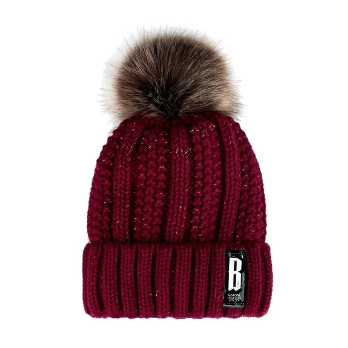 Warm winter wool hat with pom pomHats & Caps