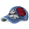 Jeans baseball cap with red roseHats & Caps