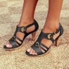 Fashionable leather gladiator sandals - high heelSandals
