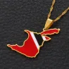Trinidad & Tobago map flag pendant - gold necklaceNecklaces