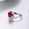 Gold & silver ring with red rose - adjustableRings