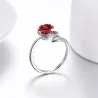Gold & silver ring with red rose - adjustableRings