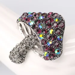 Mushroom with colorful crystals - broochBrooches