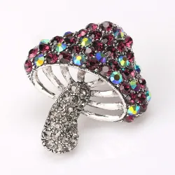 Mushroom with colorful crystals - broochBrooches