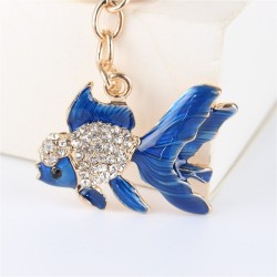 Crystal with gold fish - keychainKeyrings