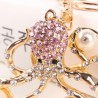 Crystal pink octopus & pearls - keychainKeyrings