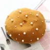 Elegant wool beret with pearls - hatHats & Caps