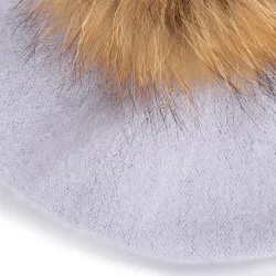 Elegant beret with fur pom-pomHats & Caps