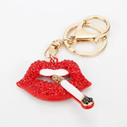 Crystal lips with a cigarette - keyringKeyrings