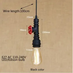 Industrial iron water pipe - vintage lamp with cable - E27 LEDLights & lighting