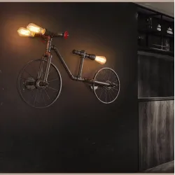 Bicycle & water pipe - vintage LED Edison light - wall lampWall lights