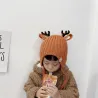 Winter hat with small reindeers horns & ears - knitted hat for kidsHats & caps