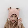 Winter hat with small reindeers horns & ears - knitted hat for kidsHats & caps